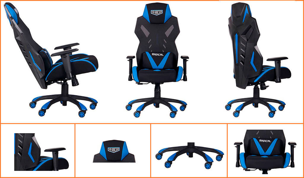 сине черное кресло для геймеров